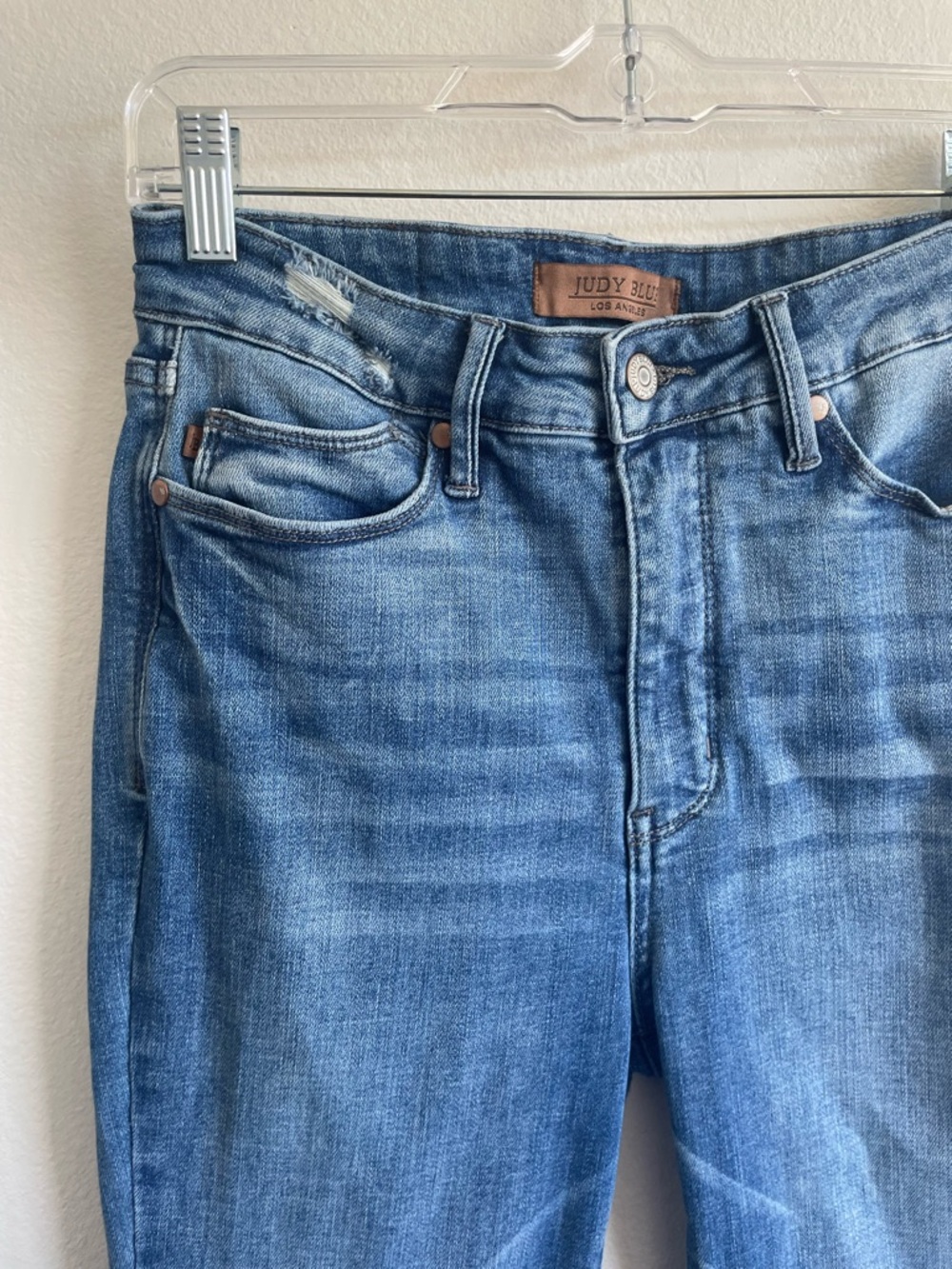 Judy Blue Women’s 7/28 Flare Jeans Medium Wash Stretch Denim Side Slit - Picture 4 of 12